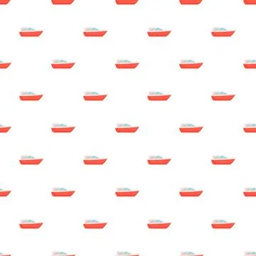Red speedboat cartoon seamless pattern background Stock Illustration