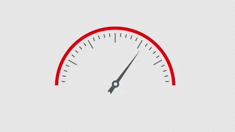 Red Speedometer Gauge with Moving Needle Stock Footage 346133994