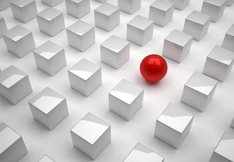 Red sphere and cubes network Stock-Illustration