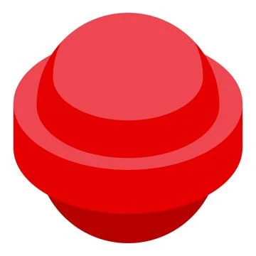Red sphere balancing on top of another red sphere creating abstract shape Stock Illustration