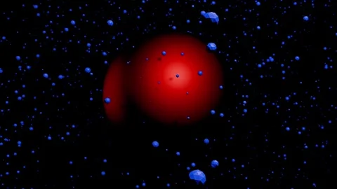 Red sphere with Blue Particle Explosion Stock Footage 321786749