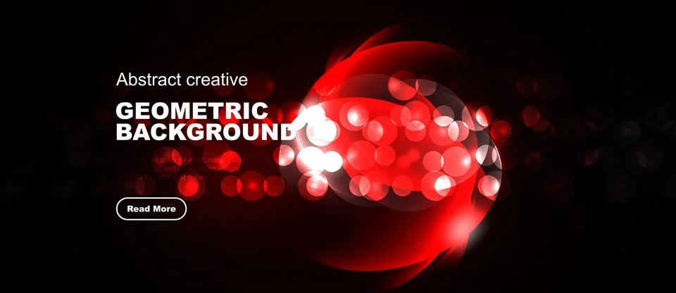 Red sphere composed from dots, lines. Dark background, text elements present. Stock Illustration