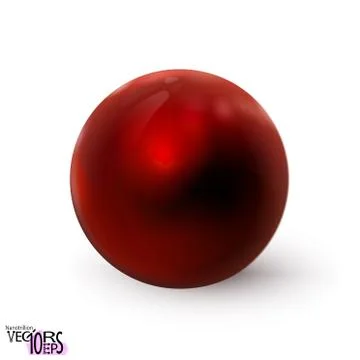 Red sphere glossy realistic isolated on white background, polished ball. Stock Illustration