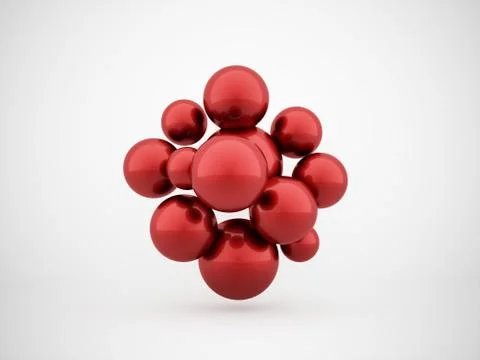 Red sphere group rendered Stock Illustration
