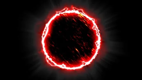 A red sphere with a meteorite pattern inside and a bright neon energy Video stock 300455516