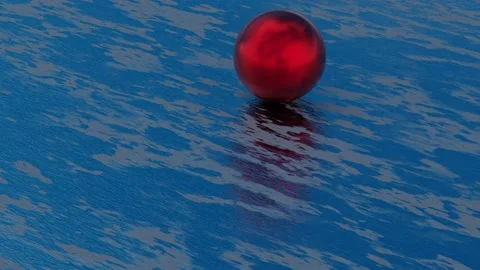 A red sphere with a texture rolls across the green floor. looped animation. 3d r Stock-Footage 175910869