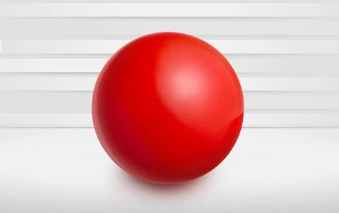 Red sphere on white room with abstract background. 3d render Stock Illustration