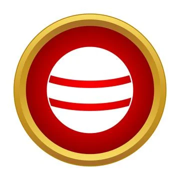 Red sphere with white stripes framed in gold Stock Illustration