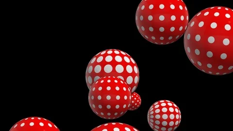 Red Spheres with dots rise from the bottom of the frame Abstract Background Video stock 112762324