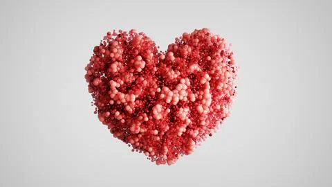 Red spheres forming a heart shape, representing love, valentine's day, and Stock Illustration