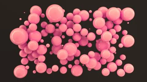 Red spheres of random size on black background Stock Illustration