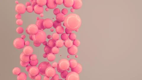 Red spheres of random size on white background Illustrazione stock