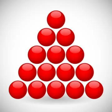 Red spheres in triangular formation Stock Illustration