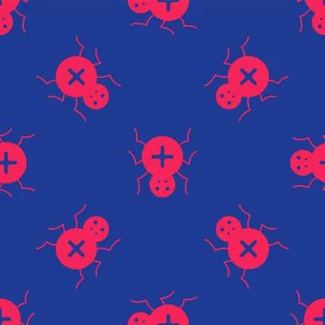 Red Spider icon isolated seamless pattern on blue background. Happy Halloween Stock Illustration