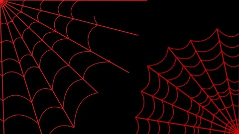 Red spiderwebs appear in corners on black background halloween animated foo.. Vídeo Stock 345845969