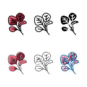 Red spinach multistyle color icon vector Stock Illustration