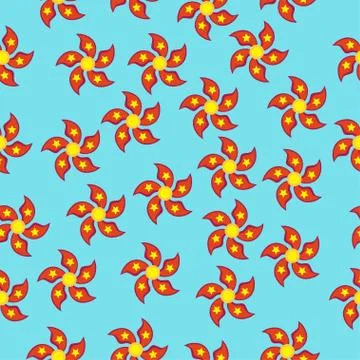 Red spinner with five blades in the form of petals Stock Illustration