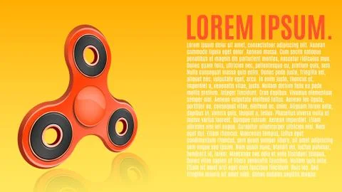Red spinner on a orange background. Modern toy antistress for fingers. 3d s.. Stock Illustration