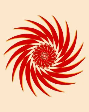 Red spiral circular pattern with radial symmetry isolated on a light backgrou Stock Illustration
