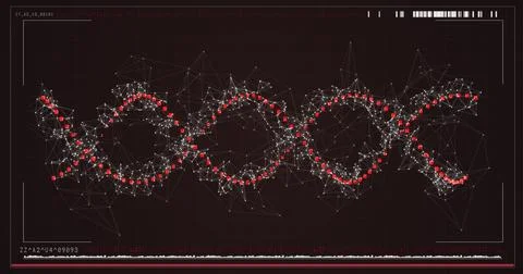 Red spiral dna pattern on screen Stock Photos