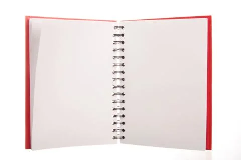 Red spiral notebook Foto stock