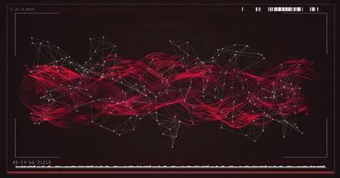 Red spiral pattern of dna with connected dots Stock Illustration