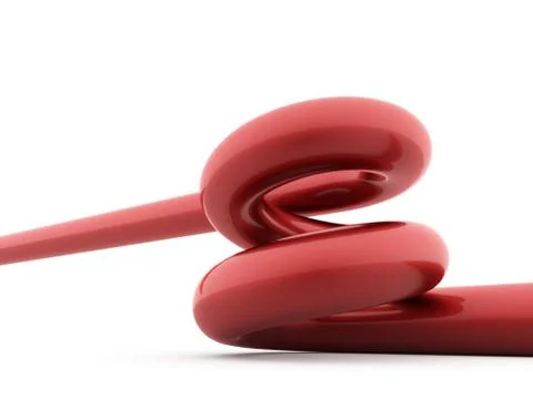 Red spiral spring rendered on white background Stock Illustration