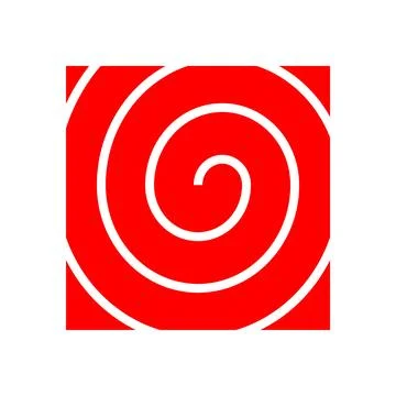 Red Spiral in Square Graphic Design, Abstract Swirl Pattern Stock Illustration