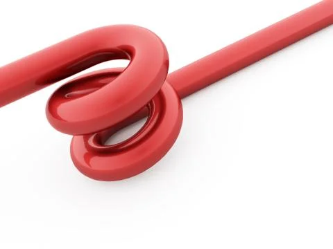Red spiral string rendered on white Stock Illustration