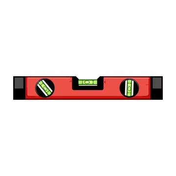 Red spirit level tool checking surface balance Stock Illustration