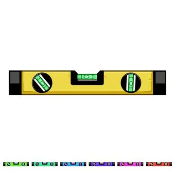 Red spirit level tool checking surface balance Ilustración de archivo