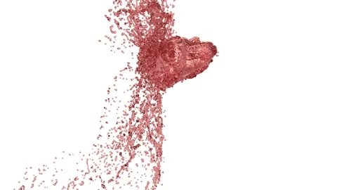 Red splash on white bg liquid drop isolated Video stock 330858557