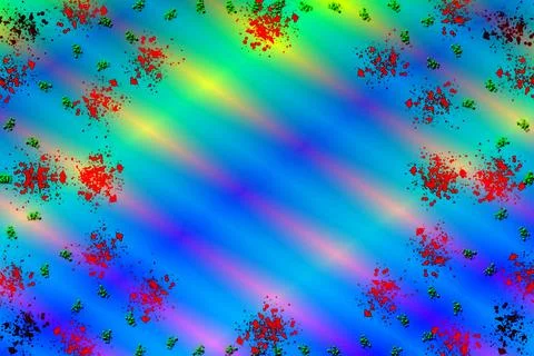 Red splashes stains on blue. Space for text Stock Illustration