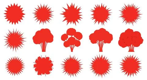 Red splatter and tree paint brush strokes Stock Illustration