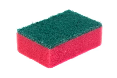 Red sponge isolated on white Foto stock