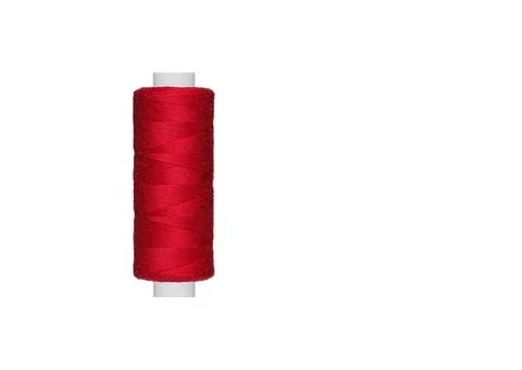 Red spool of sewing thread isolated on white background 写真素材
