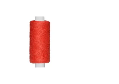 Red spool of sewing thread isolated on white background Stock-Fotos