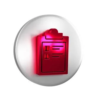 Red Sport training program or fitness plan icon isolated on transparent backg イラスト素材