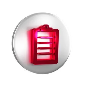 Red Sport training program or fitness plan icon isolated on transparent bac.. Illustrazione stock