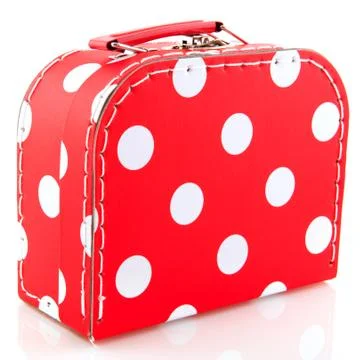 Red spotted suitcase Stock-Fotos