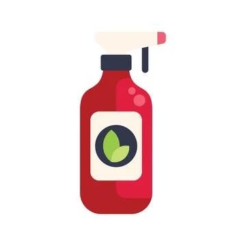 Red spray bottle containing biodegradable and eco friendly cleaning product Stock Illustration