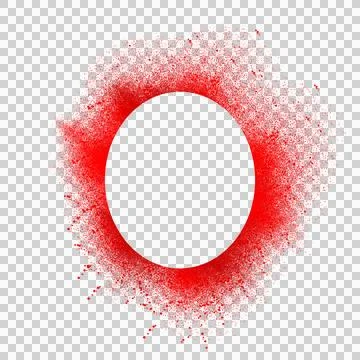 Red spray paint circle frame isolated transparent background Stock Illustration