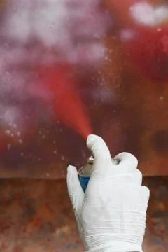 Red spray paint Stock Photos