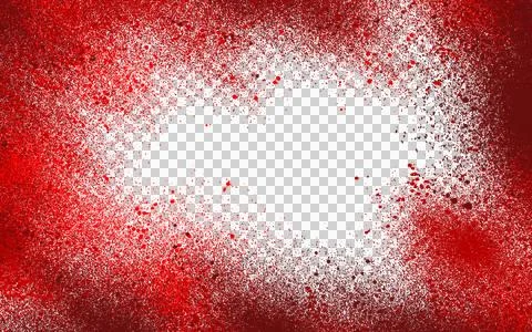 Red spray paint splatter frame isolated transparent background Illustrazione stock