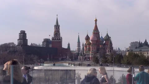 Red Square and Kremlin and St Basil's cathedral in Moscow, Russia Stock Footage 165221054