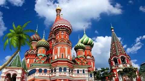 Red Square and Kremlin with Saint Basil Cathedral in Moscow Stock Footage 344371828