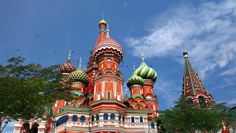 Red Square and Kremlin with Saint Basil Cathedral in Moscow Stock Footage 344371860