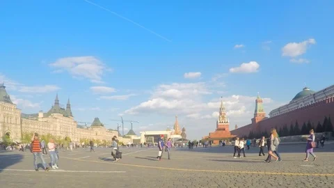 Red Square and Kremlin On Sunny Day Timelapse Stock Footage 82052259