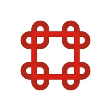 Red square bowen knot endless loop symbol 스톡 일러스트