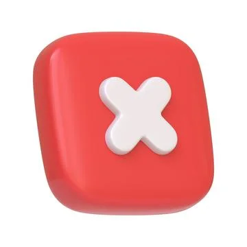 A red square button featuring a white cross isolated on a white background Stock Illustration
